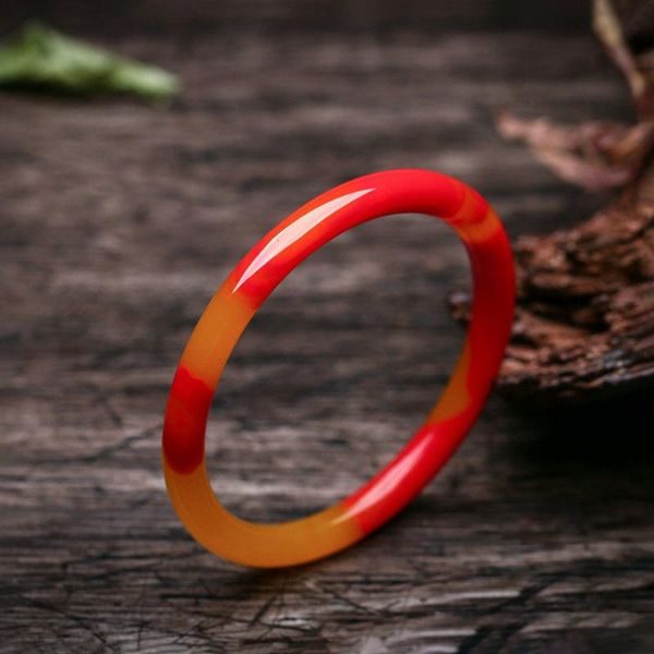 

women's bangles xinjiang natural gobi golden silk chicken blood bangle flowing flower yellow-red jadeite dropship, Black