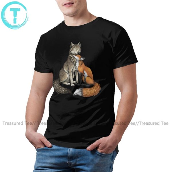 

red fox t shirt wolf fox t-shirt awesome man tee shirt plus size print cotton casual short sleeve tshirt