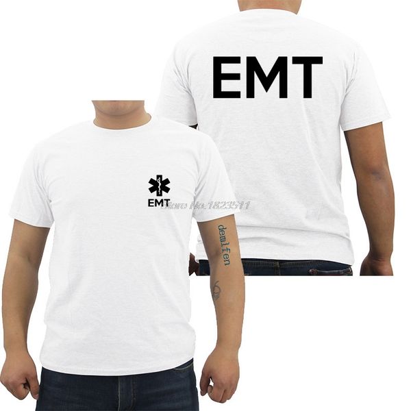 

мода хлопок футболки emt ems фельдшер службы скорой медицинской помощи лицевая сторона оборотная мужская футболка hip hop тис топы streetwea
