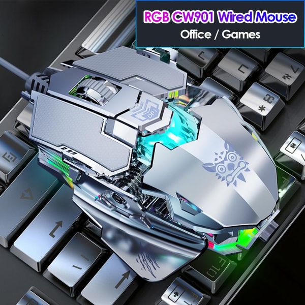 

cw901 6 buttons usb wired mechanical mouse 4 gears 3200dpi adjustable backlight optical gaming mice