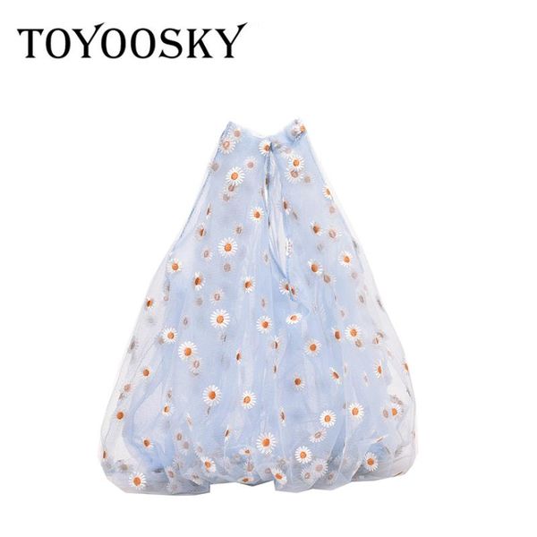 

cute mesh shoulder bags women's new casual sun flower embroidery tote handbag bohemia travel shopping bag fairy mochila bolsa