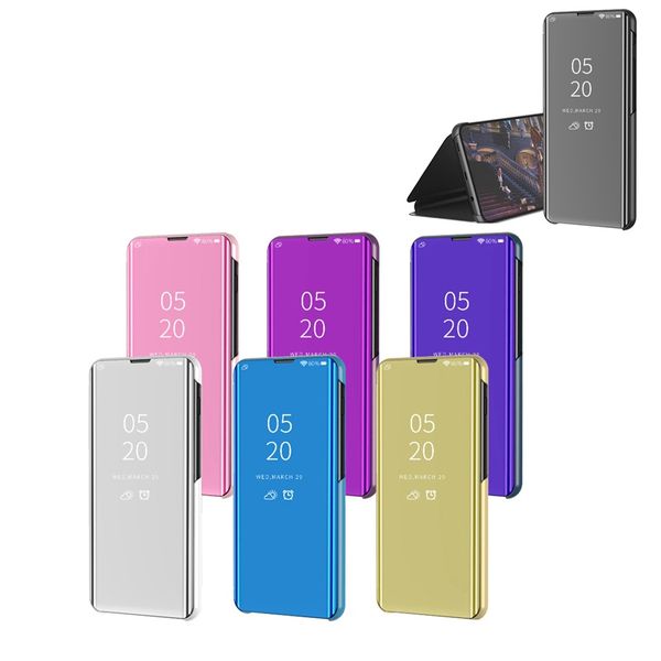 

luxury clear view standing mirror flip pc cover case for samsung a40 smart sleep view flip awake cover case
