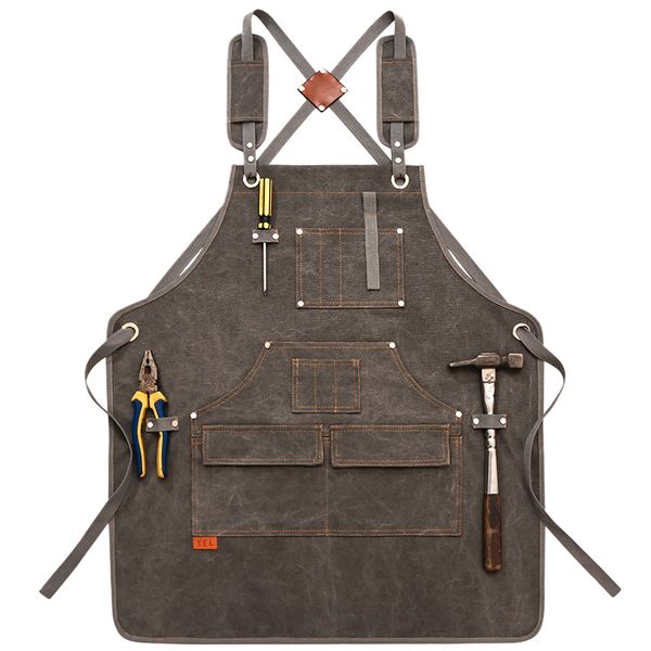 

bbq canvas apron bib chef kitchen apron for women men painter barista bartender pockets home barber cafe restaurant tool aprons
