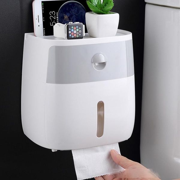 

wall mount toilet paper holder roll paper holder rack bathroom tissue box waterproof toilet paper storage box bathroom organizer t200425