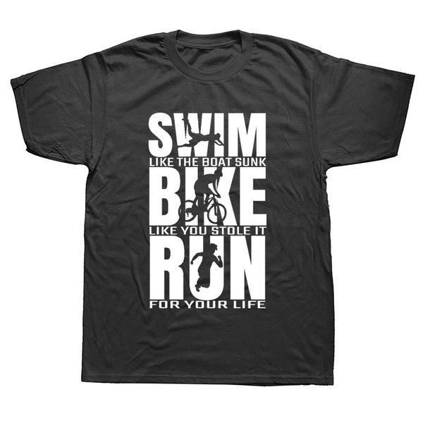 

triathlon triathlete runninger swimmings bikings funny t shirt men summer short sleeve streetwear t-shirt cotton tees black