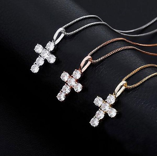 Ciondolo Super Icy con croce di diamanti in vero solido Gesù con catena da 3 mm 24 