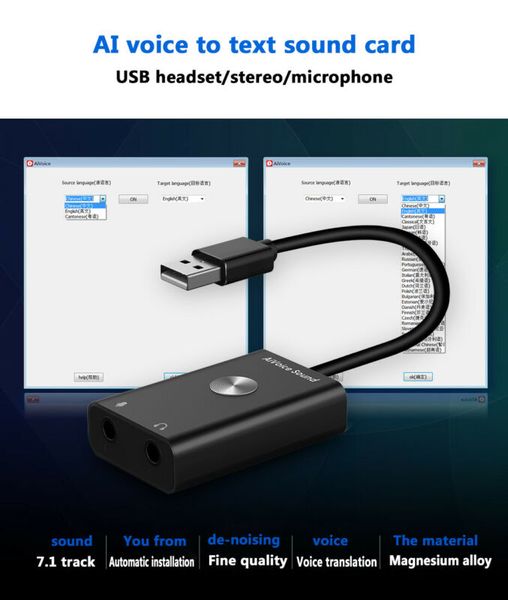 

ai assistant smart voice translator search support 24 languages usb adaptor ai voice to text sound card 3f05