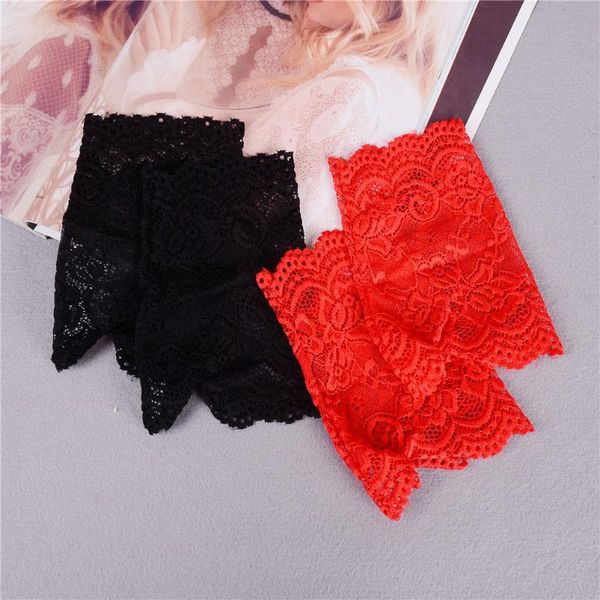 

five fingers gloves 1pair lady women lace driving sunscreen glove black white mittens, Blue;gray