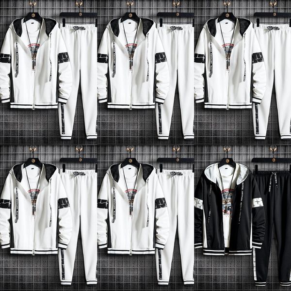 

сетка 2020 осени корейского стиль двухсекционной набора мужского случайный костюм с капюшоном a172-j02 / 60 сетка 2020 осенью корейской стил, Black