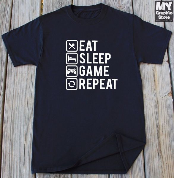 

gamer shirt eat sleep game repeat t shirt video game brother gaming gift 2019 men summer fashion clothing brand t shirt