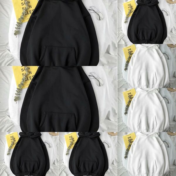 

пуловер напечатаны плюшевых сплошного цвета с капюшоном свитер мужчин и свободная одежда женщин класса пуловеры sweatertop свитер cya8m, Black