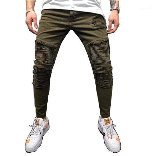 

pants trousers jeans mens army green draped jeans spring autumn new pantalones, Blue