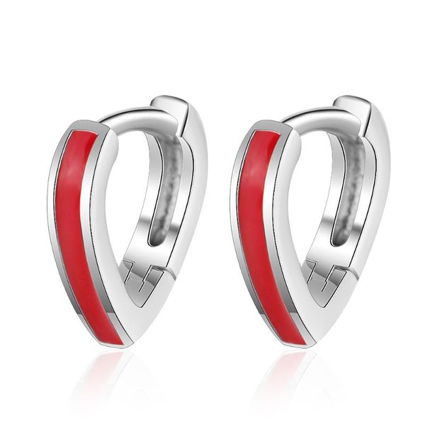 

2020 fashion women hoop earrings simple silver color red heart hoop earrings children girls circle earring jewelry aros aretes, Golden;silver