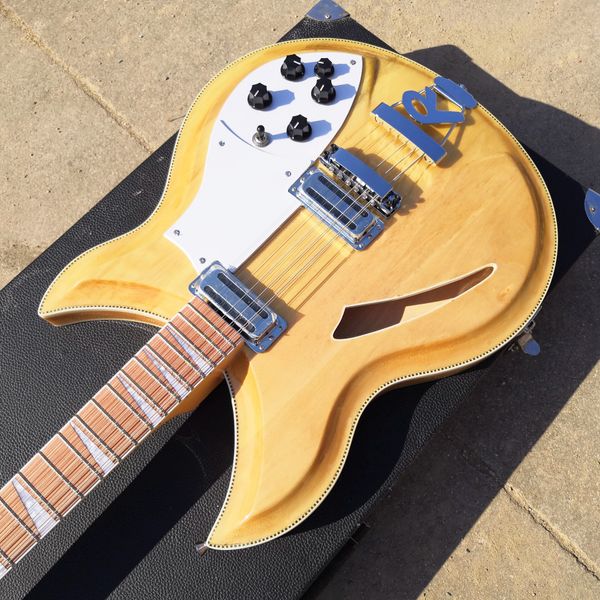 

custom made 6 string semi hollow body electric guitar ric 381 electric guitar natural color maple china guitars ing