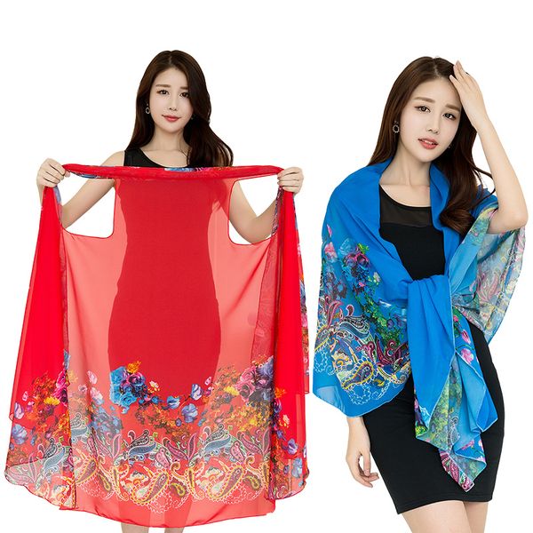 

2020 high grade chiffon ultra-thin breathable tourist sunscreen essential boutique scarf women foulards shawl, Blue;gray