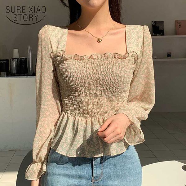 

print shirt women puff sleeve plus size vintage womens blouse 2020 autumn casual office blouses oversize chic blusas 11239, White