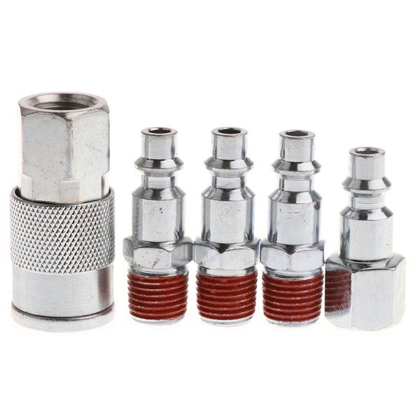 

5 pieces pneumatic air quick connector kit coupling adapter thread couplers