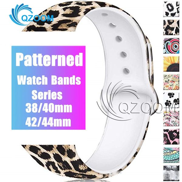 

new patterned printed sport silicone strap for watch band 42mm 38mm 44mm 40mm watch series 5 4 3 2 wrist bands bracelet watchband
