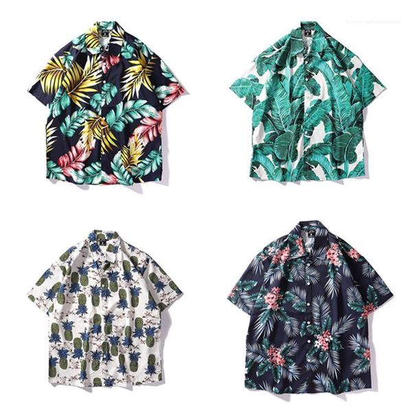 

summer beach цветочные рубашки гавайи стиль casual shirt коротким рукавом отдыха одежда одежда мужчин, White;black