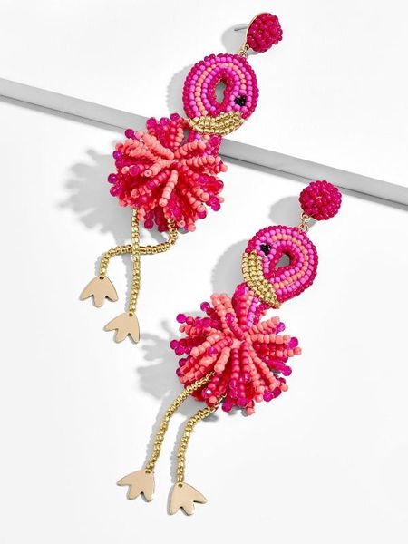 

girlgo bauble bar design handmade beads flamingo fantasia drop earrings for women charm pendant statement earring jewelry, Silver