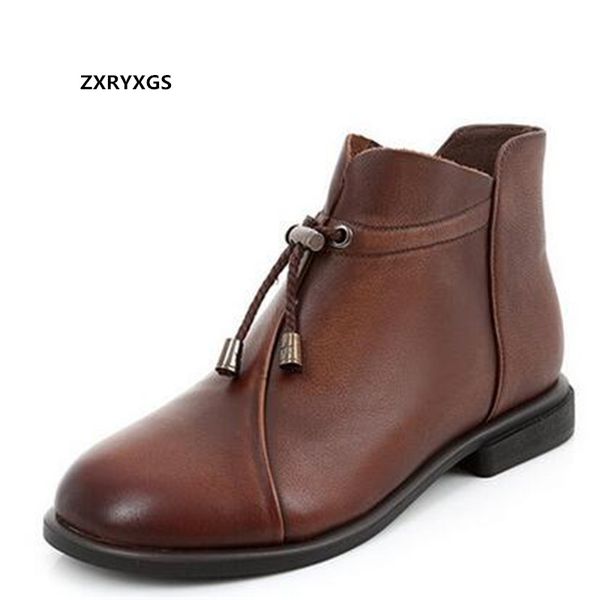 

boots cowhide elegant fashion autumn genuine leather women's soft sole comfortable warm shoes winter cotton, Black