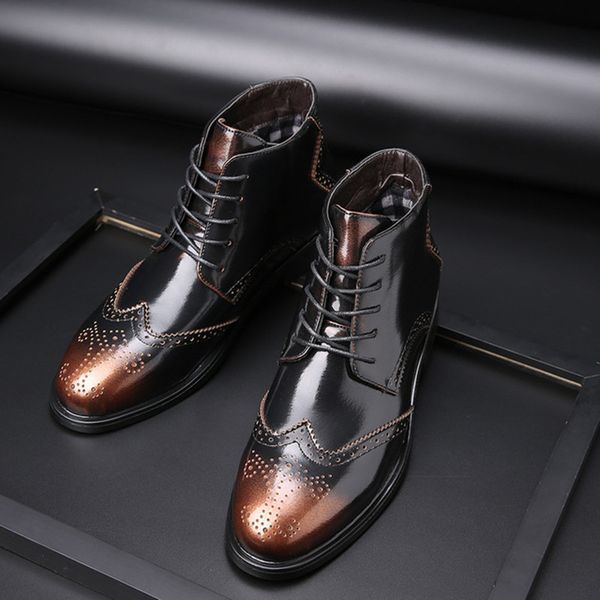 

boots men's fashion autumn round head casual lace comfortable high quality, Black