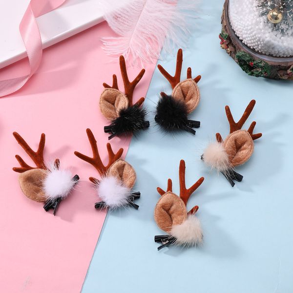 

christmas headdress antlers ball hairpin girl elk clip bangs cute funny hairbands hair hoop children hair accessories, Slivery;white