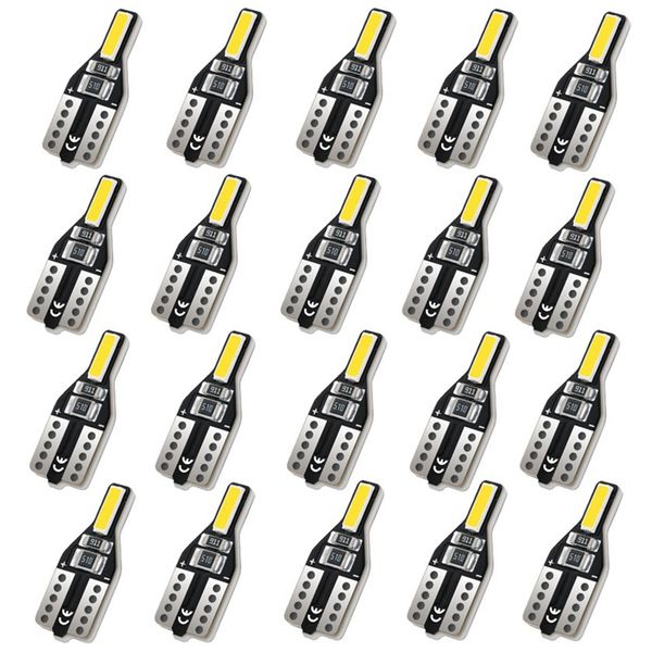 

20pcs led t10 501 194 w5w 7020smd car canbus error wedge light bulb white