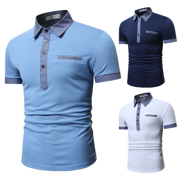 

e-baihui 2020 summer new style korean men's short shirt, long door tube decoration casual lapel polo shirt for men y584, White;black