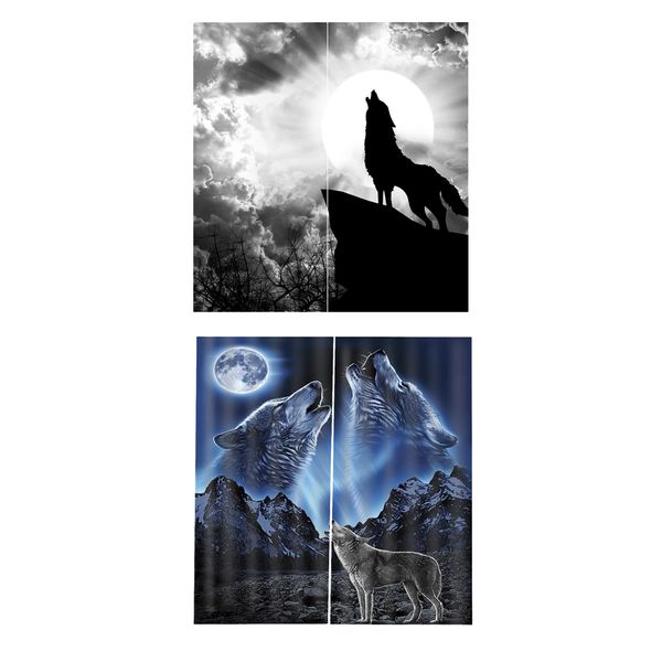 

2 set of ~ teen animal decor 3d print darkening curtain drapes window treatment for living room