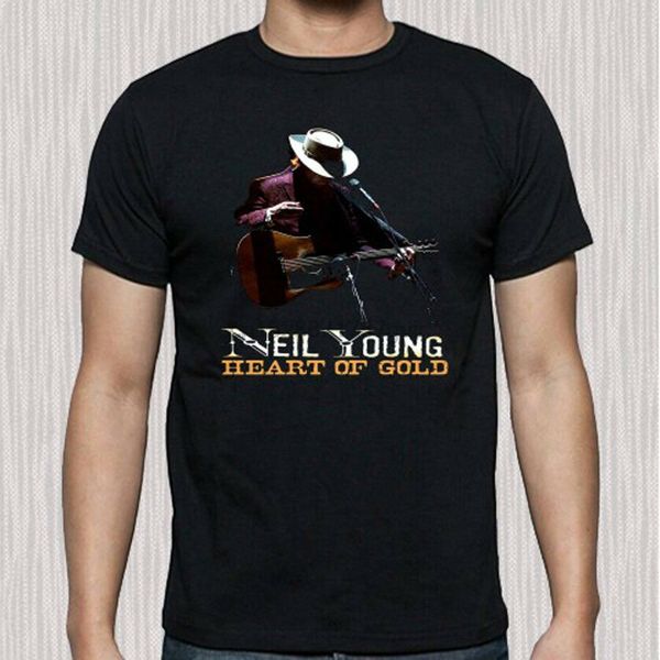

новый neil young сердце gold music legend men black t-shirt размер s в 3xl