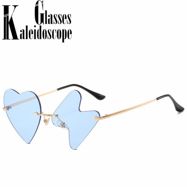 

sunglasses rimless heart women luxury sun glasses goggles female heartbeat personality mirror eyewear vintage ladies uv400, White;black