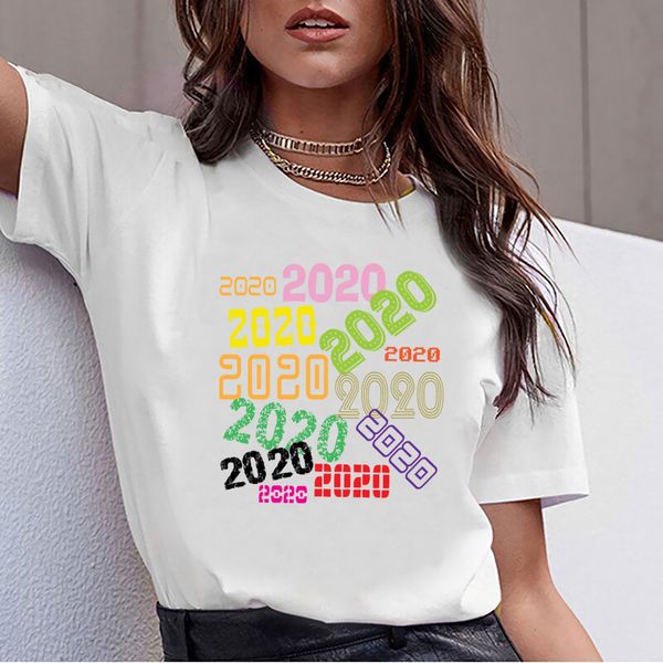 

t shirt women happy new year 2020 fashion white custom female tshirt