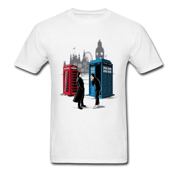 

cabins collide t-shirt men doctor who tardis sherlock telephone box print t shirt tv tees plus size cotton clothes funny