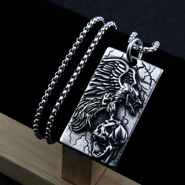 

vintage eagle pendant necklace fashion men's titanium steel alloy necklace, Silver