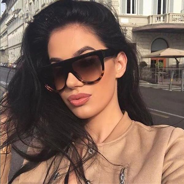 

sunglasses fashion flat oversized gradient round lady retro brand design leopard sun glasses uv400, White;black