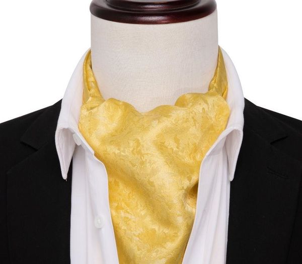 

ascot tie for men yellow silk cravat floral necktie set handkerchief cufflinks male paisley ties for wedding party barry.wang, Black;gray