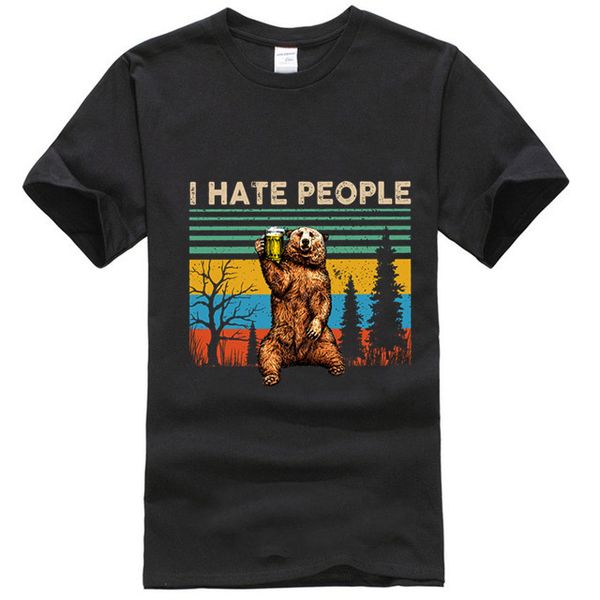 

i hate people bear drink beer vintage version tshirt tee shirt