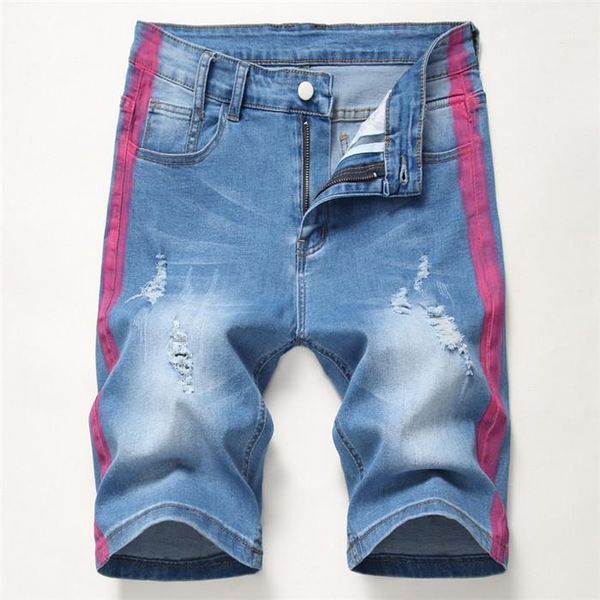 

zipper fly mid waist loose casual shorts pants mens stretch hole shorts summer washed, White;black