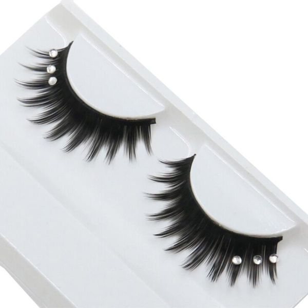 

1 pair 3d natural thick false fake eyelashes stage cross-studded bridal makeup black false eyelashes waterproof makeup tool l58