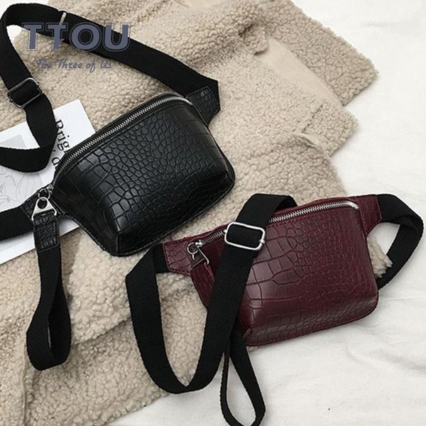 

ttou fashion women waist bag crocodile chest belt bag clutch female pu leather handbag cross body pouch fanny pack sachet