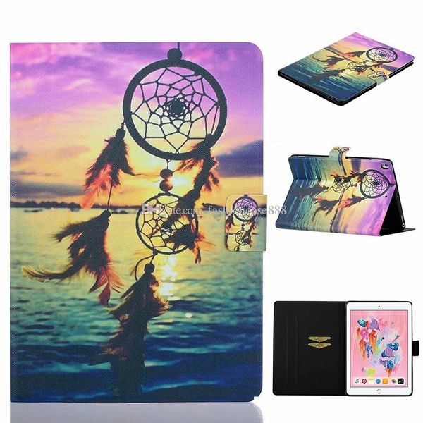 

cartoon dreamcatcher girl beach bear leather flip wallet case for ipad 10.2 10.5 air air2 9.7 2018 mini 1 2 3 4 5