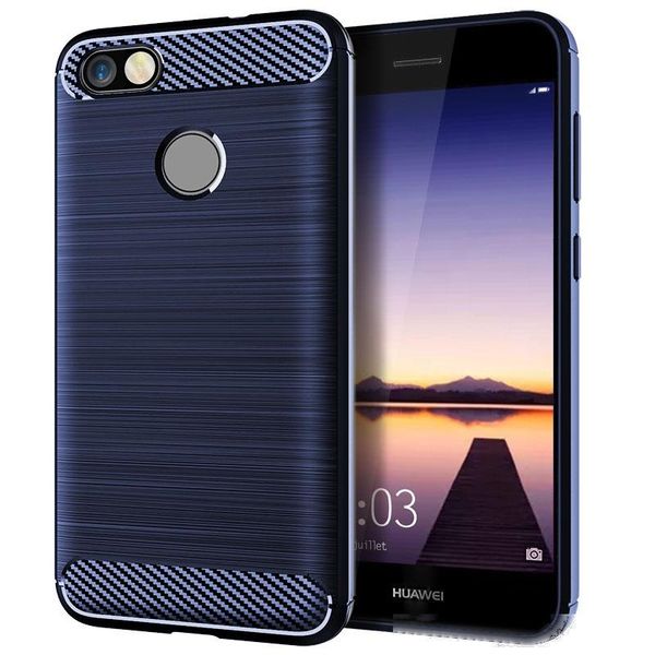 

case for huawei y6 pro 2017 tpu cover ultra thin lightweight carbon fiber design flexible bumper rubber protective case