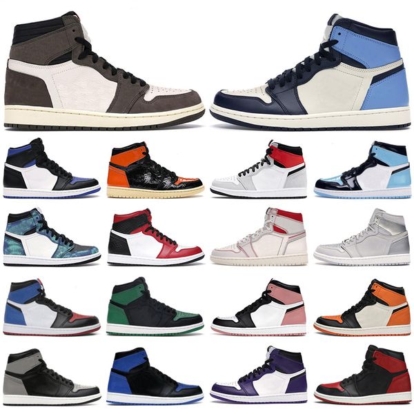 

mens basketball shoes 1s high og obsidian royal toe black white rust pink unc tie dye chicago 1 men women trainers sports sneakers