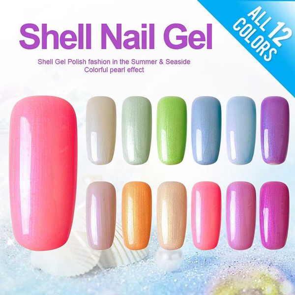 

1 pcs 7.3ml shell gel polish nails art diy shell gel varnish 12 colors easy soak off uv nails polish bling manicure lacquers, Red;pink