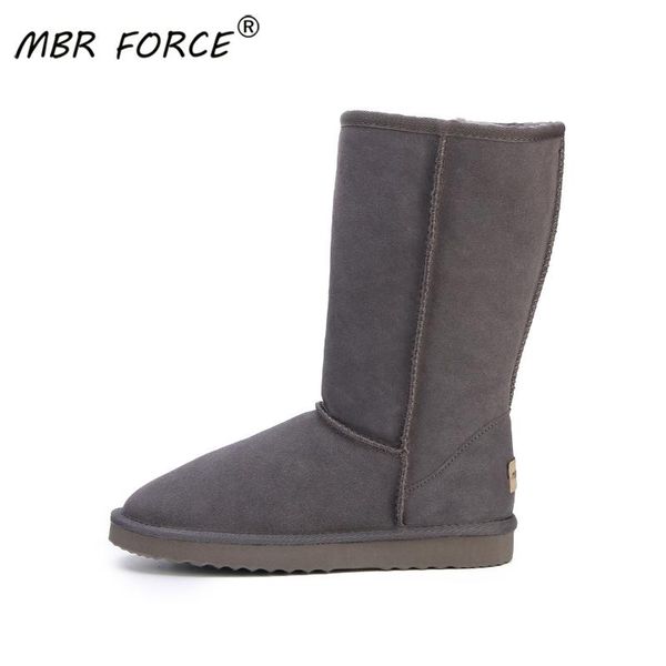 

mbr force australia genuine leather fur snow boots women warm boots winter for women gray female shoes, Black