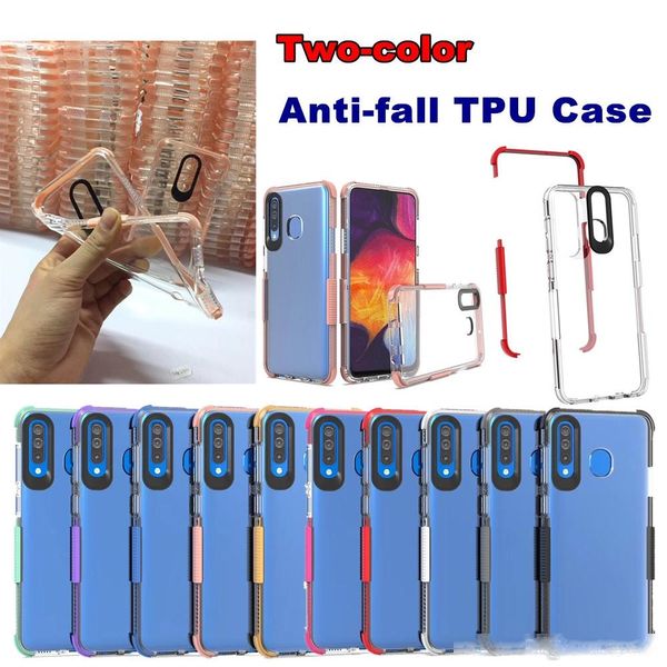 

clear slim armor case for iphone 6/7/8 phone case samsung a20 s10 e plus moto g7 play e5 plus lg k40 stylo 5 two-color tpu anti-fall cover