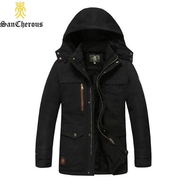 

2020 warm parkas men cotton thick cotton fleece jacket winter outwear 3 colors hooded man coat size m-5xl, Black