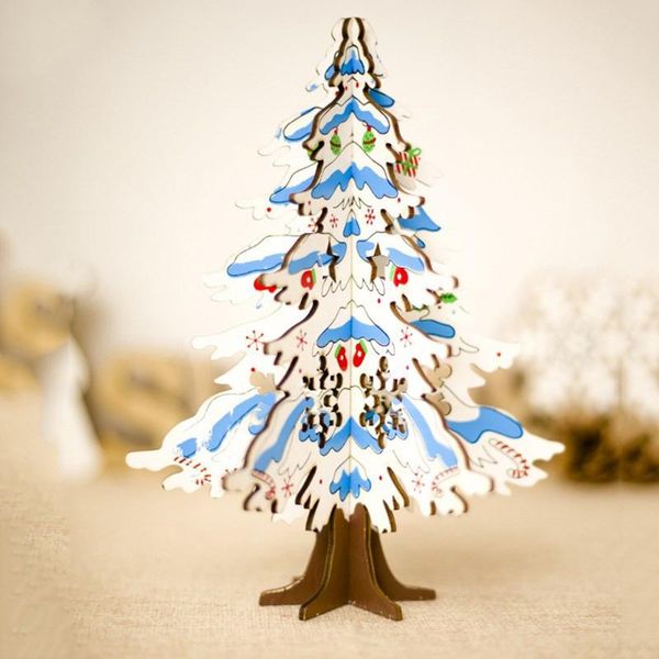 

wooden puzzle painted christmas tree tablefor home xmas dinner party table decorations child present