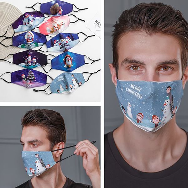 

christmas cotton face mask xmas face mask santa claus protective cotton breathable washable comfortable pm2.5 filter element adjustable